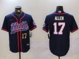 Cheap Men's Buffalo Bills #17 Josh Allen Navy Team Cool Base Stitched Baseball Jerseys