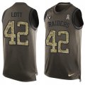 Wholesale Cheap Nike Raiders #42 Ronnie Lott Green Men's Stitched NFL Limited Salute To Service Tank Top Jersey