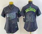 Cheap Women's Tampa Bay Rays #56 Randy Arozarena Number Charcoal 2024 City Connect Limited Stitched Jersey