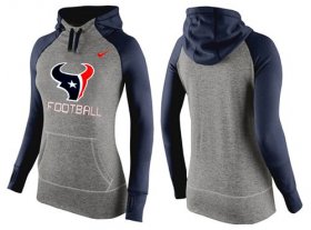 Wholesale Cheap Women\'s Nike Houston Texans Performance Hoodie Grey & Dark Blue