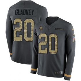 Wholesale Cheap Nike Vikings #20 Jeff Gladney Anthracite Salute to Service Youth Stitched NFL Limited Therma Long Sleeve Jersey