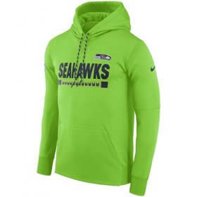 Wholesale Cheap Men\'s Seattle Seahawks Nike Neon Green Sideline ThermaFit Performance PO Hoodie