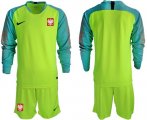 Wholesale Cheap Poland Blank Shiny Green Goalkeeper Long Sleeves Soccer Country Jersey