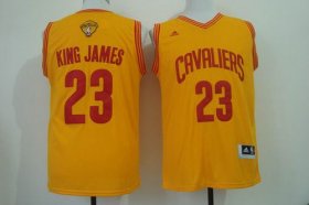 Wholesale Cheap Men\'s Cleveland Cavaliers #23 King James Nickname 2015 The Finals 2015 Yellow Fashion Jersey