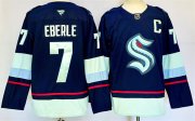 Cheap Men's Seattle Kraken #7 Jordan Eberle Navy 2024-25 Home Stitched Hockey Jersey