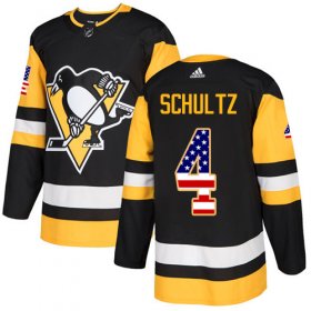 Wholesale Cheap Adidas Penguins #4 Justin Schultz Black Home Authentic USA Flag Stitched NHL Jersey