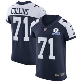 Wholesale Cheap Nike Cowboys #71 La\'el Collins Navy Blue Thanksgiving Men\'s Stitched With Established In 1960 Patch NFL Vapor Untouchable Throwback Elite Jersey