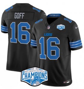 Cheap Men\'s Detroit Lions #16 Jared Goff Black 2024 NFC North Champions F.U.S.E. Vapor Limited Stitched Jersey