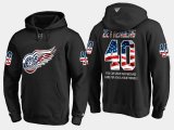 Wholesale Cheap Red Wings #40 Henrik Zetterberg NHL Banner Wave Usa Flag Black Hoodie