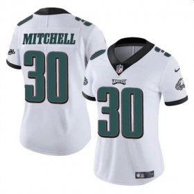 Cheap Women\'s Philadelphia Eagles #30 Quinyon Mitchell White 2024 Draft Vapor Untouchable Limited Football Stitched Jersey(Run Small)