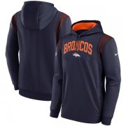 Wholesale Cheap Men's Denver Broncos Navy Sideline Stack Performance Pullover Hoodie