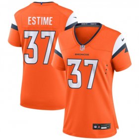 Cheap Women\'s Denver Broncos #37 Audric Estime Orange 2024 Football Stitched Jersey(Run Small)