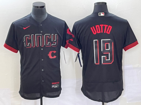 Wholesale Cheap Men\'s Cincinnati Reds #19 Joey Votto Black 2023 City Connect Flex Base Stitched Jersey