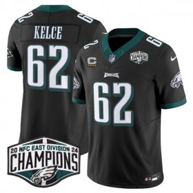 Cheap Men\'s Philadelphia Eagles #62 Jason Kelce Black 2024 NFC East Champions With 4-Star C Patch F.U.S.E. Vapor Untouchable Limited Stitched Football Jersey