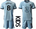 Wholesale Cheap Youth 2020-2021 club Chelsea away Light blue 8 Soccer Jerseys