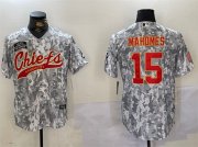 Cheap Men's Kansas City Chiefs #15 Patrick Mahomes 2024 Arctic Camo Salute To Service Stitched Baseball Jersey