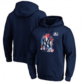 Wholesale Cheap New York Yankees Majestic 2019 London Series Splatter Pullover Hoodie Navy