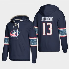 Wholesale Cheap Columbus Blue Jackets #13 Cam Atkinson Blue adidas Lace-Up Pullover Hoodie