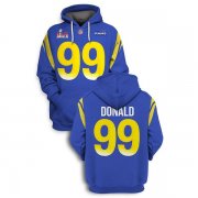 Wholesale Cheap Men's Los Angeles Rams #99 Aaron Donald 2022 Royal Super Bowl LVI Pullover Hoodie