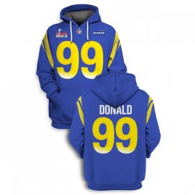 Wholesale Cheap Men\'s Los Angeles Rams #99 Aaron Donald 2022 Royal Super Bowl LVI Pullover Hoodie