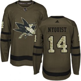 Wholesale Cheap Adidas Sharks #14 Gustav Nyquist Green Salute To Service Stitched NHL Jersey