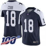 Wholesale Cheap Nike Cowboys #18 Randall Cobb Navy Blue Thanksgiving Men's Stitched NFL 100th Season Vapor Throwback Limited Jersey