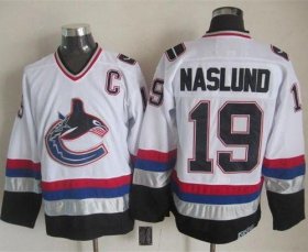 Wholesale Cheap Canucks #19 Markus Naslund White/Black CCM Throwback Stitched NHL Jersey