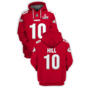 Wholesale Cheap Men's Red Kansas City Chiefs #10 Tyreek Hill 2021 Super Bowl LIV Pullover Hoodie