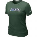 Wholesale Cheap Women's Nike Seattle Seahawks Logo NFL T-Shirt Dark Green