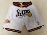 Wholesale Cheap 76ers White Just Don Throwback Mesh Shorts