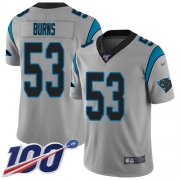 Wholesale Cheap Nike Panthers #53 Brian Burns Silver Men's Stitched NFL Limited Inverted Legend 100th Season Jersey