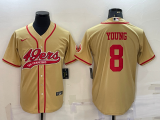 Wholesale Cheap Men's San Francisco 49ers #8 Steve Young Gold With Patch Cool Base Stitched Baseball Jersey