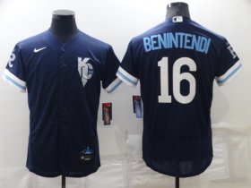 Wholesale Cheap Men\'s Kansas City Royals #16 Andrew Benintendi 2022 Navy Blue City Connect Flex Base Stitched Jersey