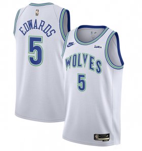 Cheap Men\'s Minnesota Timberwolves #5 Anthony Edwards White 2023-24 Classic Edition Stitched Jersey