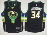 Wholesale Cheap Men's Milwaukee Bucks #34 Giannis Antetokounmpo Revolution 30 Swingman 2015-16 Black Jersey