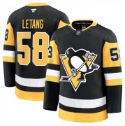 Men's Pittsburgh Penguins #58 Kris Letang Black 2024-25 Home Stitched Hockey Jersey