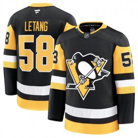 Men\'s Pittsburgh Penguins #58 Kris Letang Black 2024-25 Home Stitched Hockey Jersey