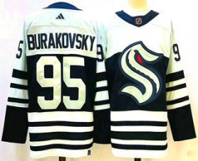 Cheap Men\'s Seattle Kraken #95 Andre Burakovsky Blue 2022 Reverse Retro Stitched Jersey