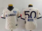 Cheap Youth Los Angeles Dodgers #50 Mookie Betts Cream 2024 City Connect Limited Jersey