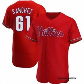 Cheap Men\'s Philadelphia Phillies #61 Cristopher Sanchez Red Flex Base Stitched Baseball Jersey