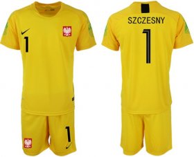 Wholesale Cheap Poland #1 Szczesny Yellow Goalkeeper Soccer Country Jersey