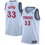 Cheap Men's Washington Wizards #33 Kyle Kuzma Powder Blue 2024-25 City Edition Stitched Basketball Jersey