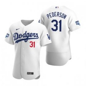 Wholesale Cheap Los Angeles Dodgers #31 Joc Pederson White 2020 World Series Champions Jersey