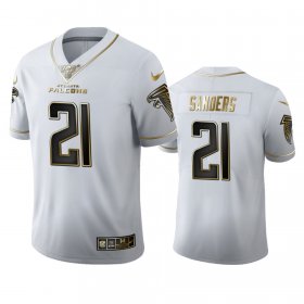 Wholesale Cheap Atlanta Falcons #21 Deion Sanders Men\'s Nike White Golden Edition Vapor Limited NFL 100 Jersey