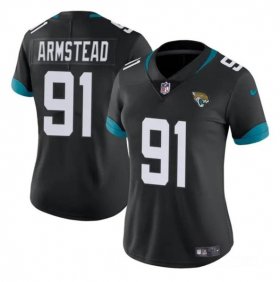 Cheap Women\'s Jacksonville Jaguars #91 Arik Armstead Black Vapor Stitched Jersey