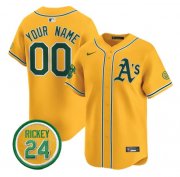 Cheap Men's Oakland Athletics Active Player Custom Gold Rickey Henderson Patch Vapor Premier Limited Stitched Baseball Jersey