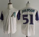 Wholesale Cheap Mitchell And Ness Diamondbacks #51 Randy Johnson Cream Strip Throwback Stitched MLB Jersey