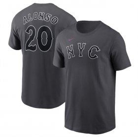 Cheap Men\'s New York Mets #20 Pete Alonso Graphite 2024 City Connect Fuse Name & Number T-Shirt