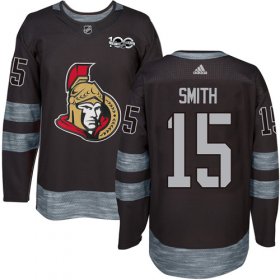 Wholesale Cheap Adidas Senators #15 Zack Smith Black 1917-2017 100th Anniversary Stitched NHL Jersey