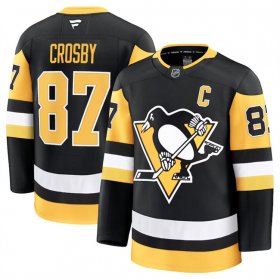 Men\'s Pittsburgh Penguins #87 Sidney Crosby Black 2024-25 Home Stitched Hockey Jersey